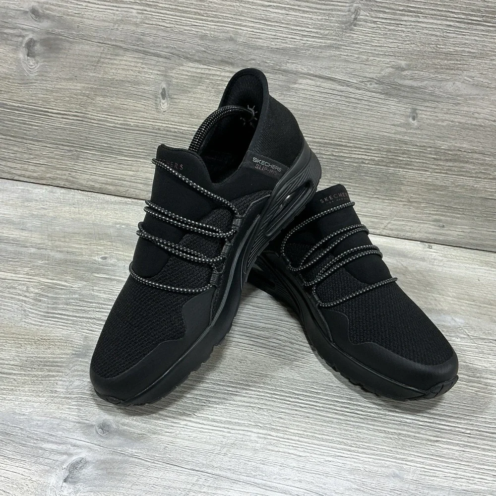 Skechers Hands Free Mens Slip Ins Uno Meridian 183006 Black Sneakers Shoe US 9.5